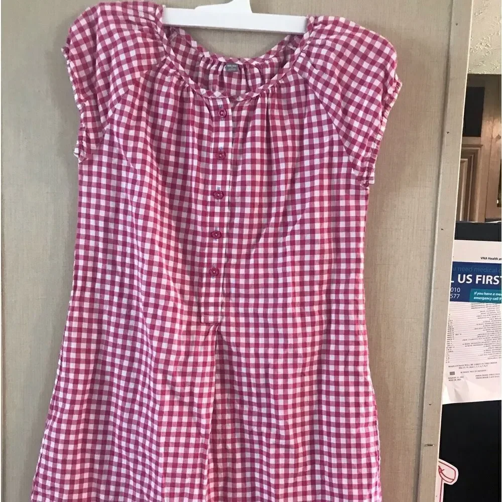 Uniqlo Girls Size 11 Pink White Checkered Dress